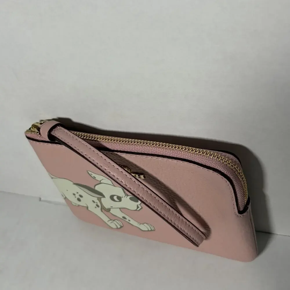 Coach Wristlet Clutch Bag Womens Small Pink Leather Disney 101 Dalmatians
